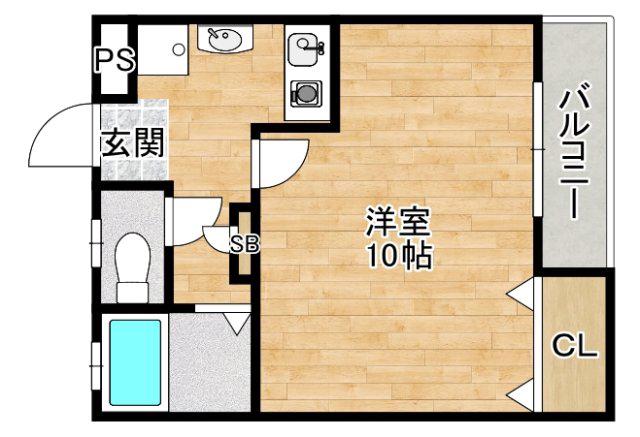 ベーシック・ファーム豊津(1K/1階)の間取り写真