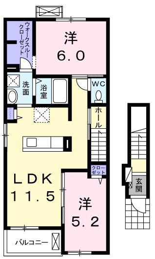 アンジュベル(2LDK/2階)の間取り写真