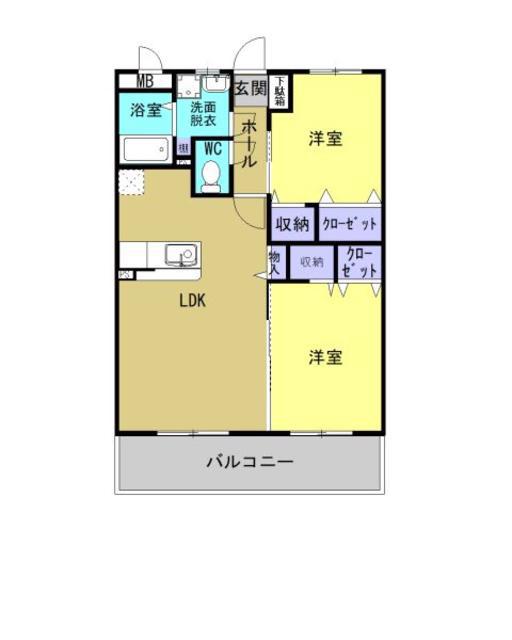 ユーミーユーフォリア中曽根(2LDK/3階)の間取り写真