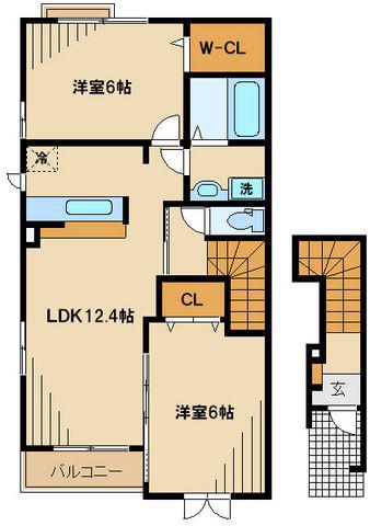 エムワカマツ(2LDK/2階)の間取り写真
