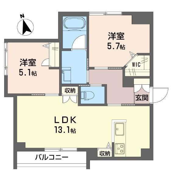 グランダンケ 積水ハウスオートロックアパート(2LDK/1階)の間取り写真