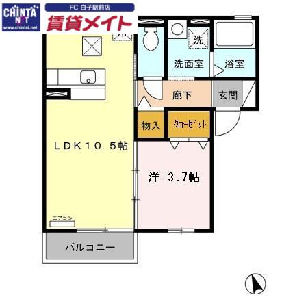 サードニックス(1LDK/1階)の間取り写真