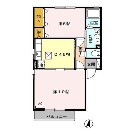 グレイスフルY(2DK/1階)の間取り写真