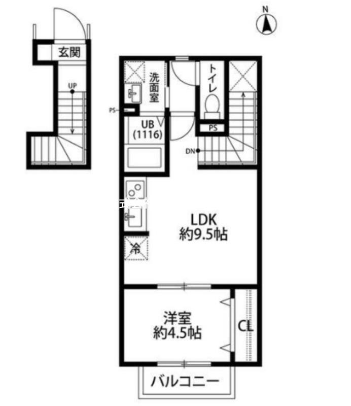 アムール雫(1LDK/2階)の間取り写真