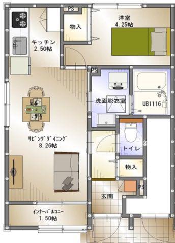 ＪＲ山陽本線 寺家駅 徒歩9分 2階建 築3年(1LDK/1階)の間取り写真