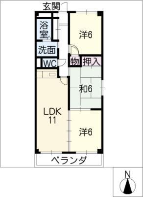 クレアージュ小杉(3LDK/1階)の間取り写真