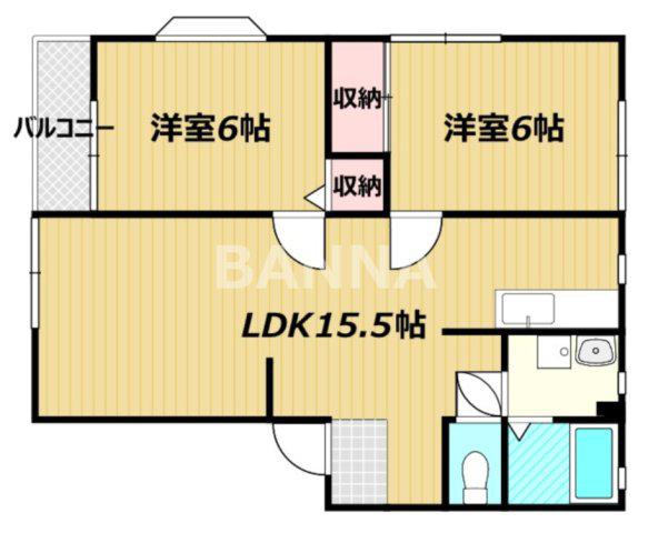 KISS-K(2LDK/1階)の間取り写真