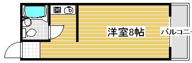 プラザ緑橋(ワンルーム/2階)の間取り写真