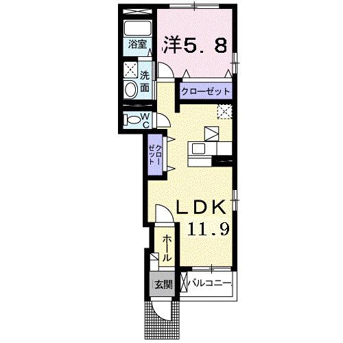 パークス古見(1LDK/1階)の間取り写真