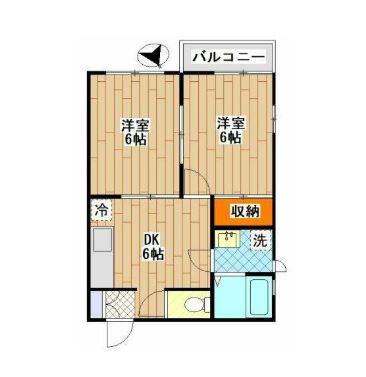 パインホームズ多摩川I(2DK/2階)の間取り写真