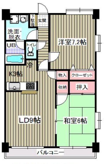 アウラ10(2LDK/7階)の間取り写真