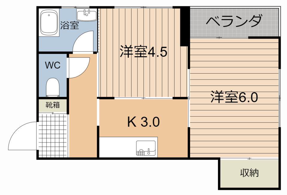 キャッスル竹井(2K/2階)の間取り写真