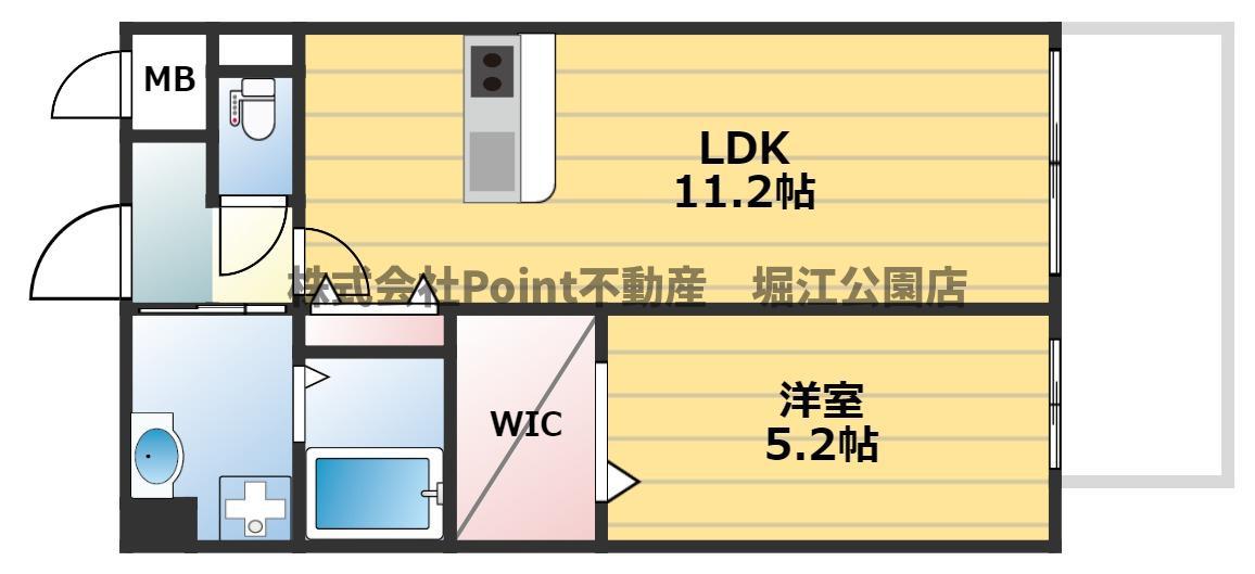 LAULEA天王寺東(1LDK/6階)の間取り写真