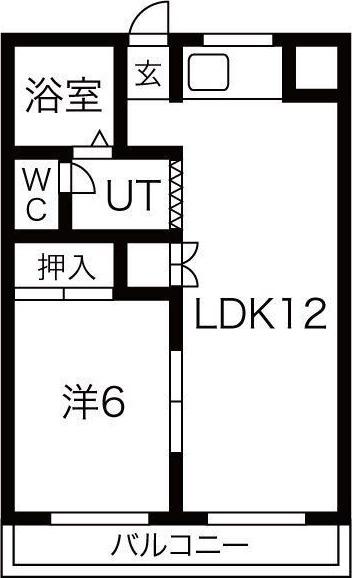 フラットイン(1LDK/6階)の間取り写真