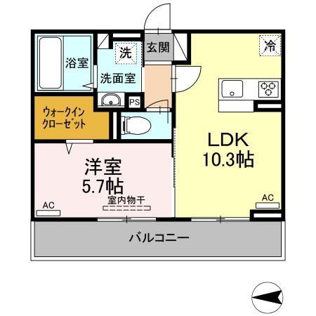 マーレK 0507(1LDK/2階)の間取り写真