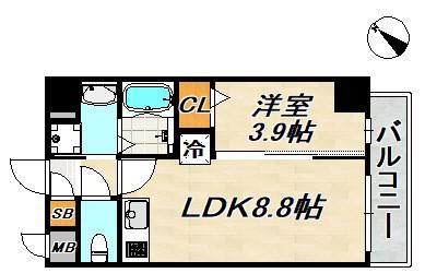 SDグランツ神戸ウエスト(1LDK/3階)の間取り写真