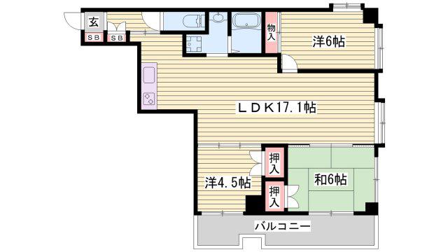 ゴールドクレスト垂水(3LDK/4階)の間取り写真