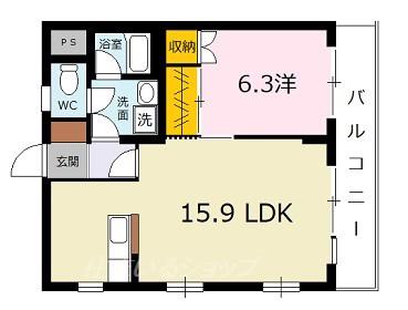 ソレイユ高陽II(1LDK/4階)の間取り写真