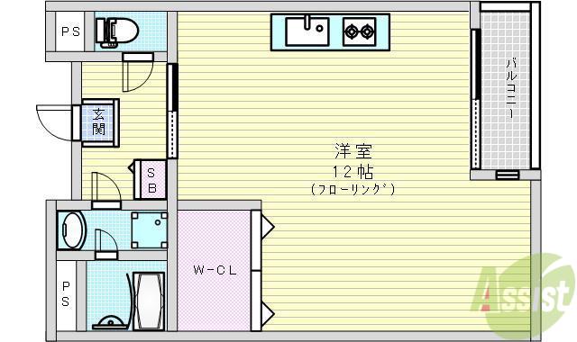 ブランミュール(ワンルーム/2階)の間取り写真