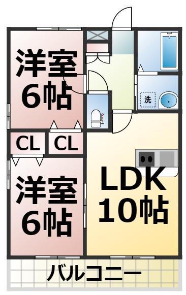 アビタシオン今池(2LDK/3階)の間取り写真