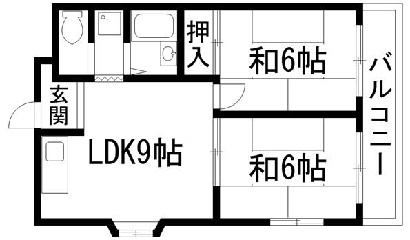 桂マンション(2LDK/3階)の間取り写真