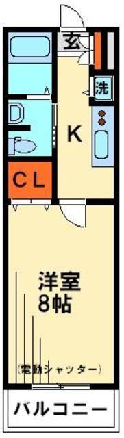 レクサス南八幡(1K/1階)の間取り写真