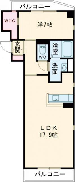 シャーメゾン三宮(1LDK/2階)の間取り写真