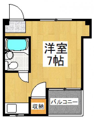 学園西町ハイツ(ワンルーム/2階)の間取り写真