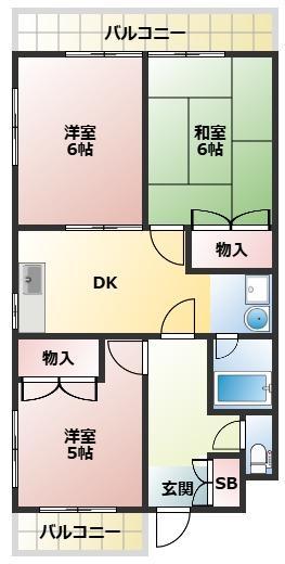 第2双葉マンション(3LDK/2階)の間取り写真