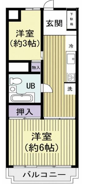川口第1永谷マンション(2DK/3階)の間取り写真