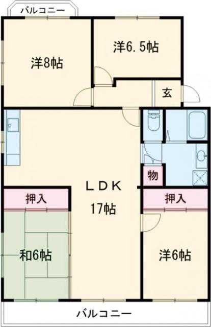 スカイブルー大山(4LDK/1階)の間取り写真