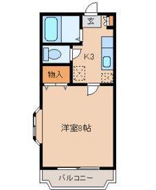 ソレアード蒲町(1K/2階)の間取り写真