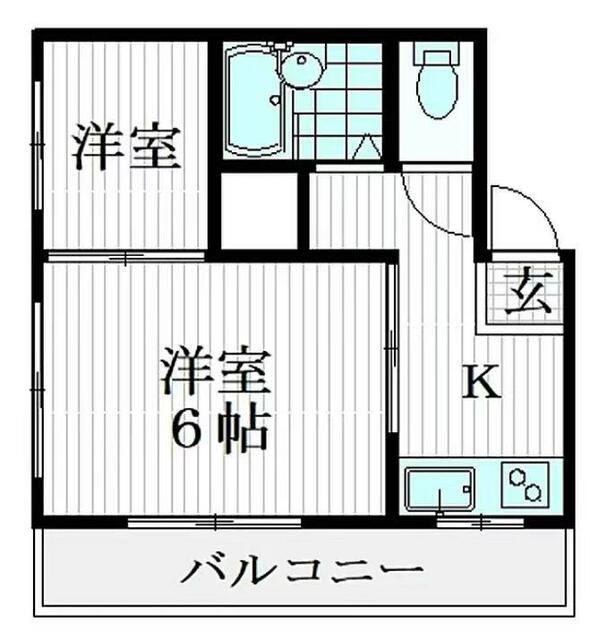 ニュー横井(2K/3階)の間取り写真