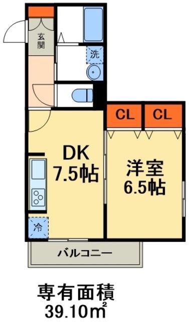二元 SQUARE(1DK/2階)の間取り写真