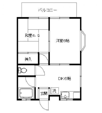 中宗岡ハイツ(2DK/1階)の間取り写真