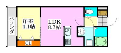 FREUDA津田沼(1LDK/2階)の間取り写真