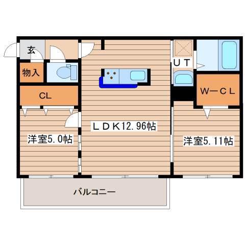 ALEGRIA琴似(2LDK/2階)の間取り写真