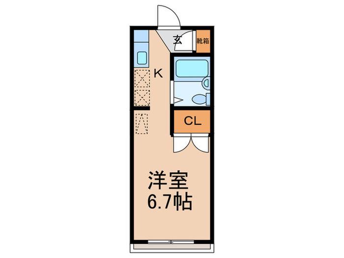 ドミーユ平野(1K/1階)の間取り写真
