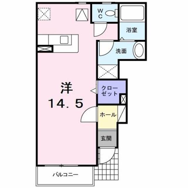 アヴニールII(ワンルーム/1階)の間取り写真