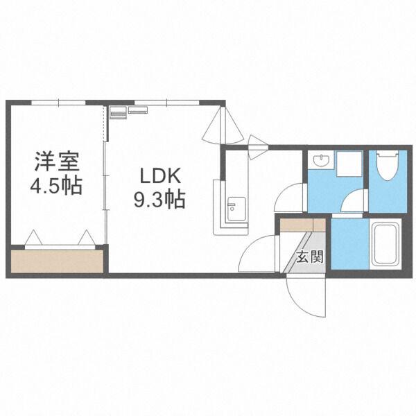 セピアガーデン豊平(1LDK/4階)の間取り写真