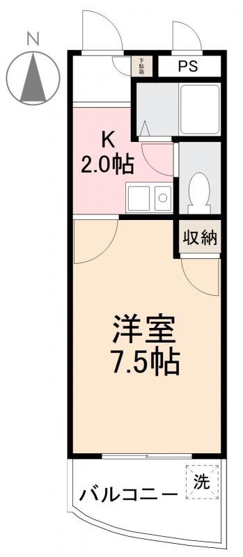 ブルーベルSAITO(1K/2階)の間取り写真