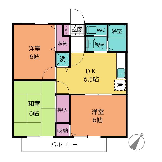 グレイスコート(3DK/2階)の間取り写真