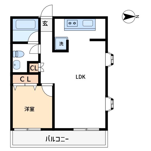レジデンス須賀菊川(1LDK/5階)の間取り写真
