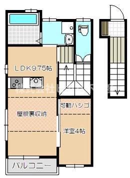 LAUGHTERC(1SLDK/2階)の間取り写真