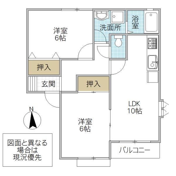 エスポワール A(2LDK/1階)の間取り写真