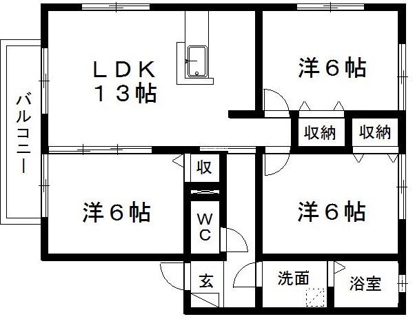 ヴィヴァーチェC(3LDK/1階)の間取り写真