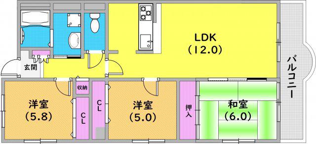 アルトゥーラ御影(3LDK/4階)の間取り写真