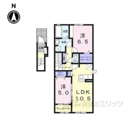 ベルアンジュ5(2LDK/2階)の間取り写真