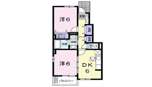 シュッド(2DK/1階)の間取り写真