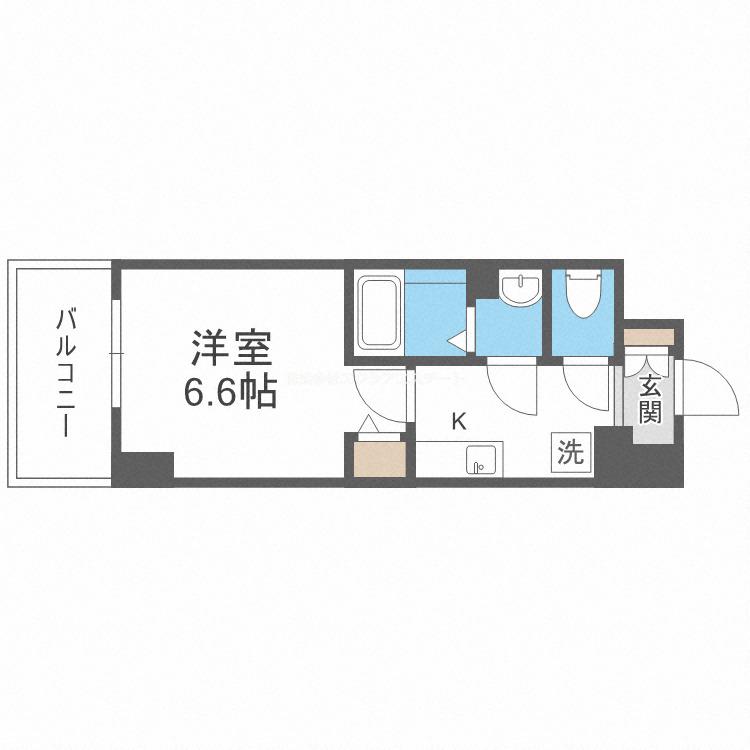 ベクス福島(1K/2階)の間取り写真